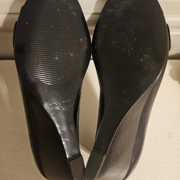 Women's Nine West Open Toe Wedge Pump Dark Brown Size 9.5M - Picture 4 of 4